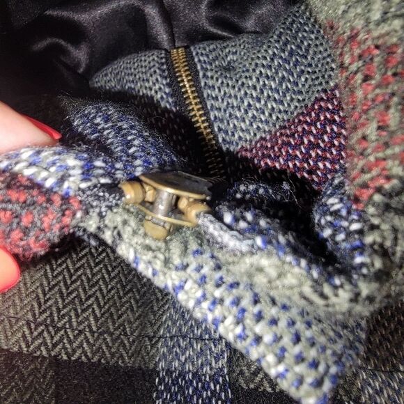 Volcom Plaid to The Bone pea coat jacket Size Large - Picture 6 of 7